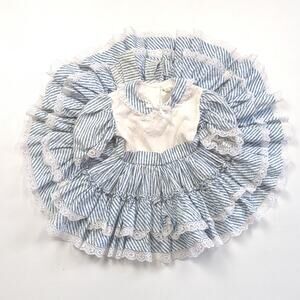 Vintage Dress Girls Size 18m Blue Stripe Full Circle Party